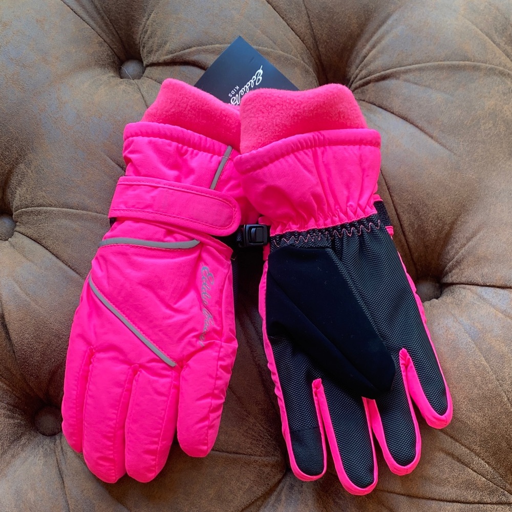 Eddie Bauer Kids Hot Pink and Black Winter Gloves